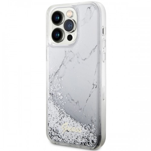Guess GUHCP14XLCSGSGH iPhone 14 Pro Max 6.7" biały|white hardcase Liquid Glitter Marble image 2