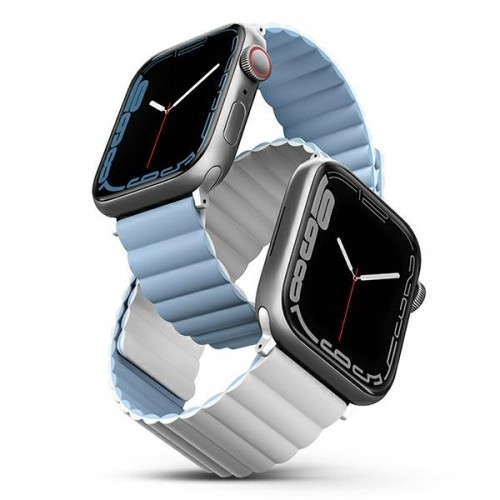 UNIQ pasek Revix Apple Watch Series 4|5|6|7|8|SE|SE2|Ultra 42|44|45|49mm. Reversible Magnetic biały-niebieski|white-blue image 2