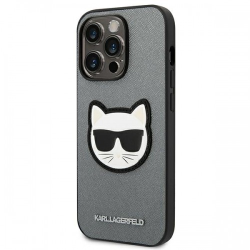 Karl Lagerfeld KLHCP14XSAPCHG iPhone 14 Pro Max 6,7" hardcase srebrny|silver Saffiano Choupette Head Patch image 2