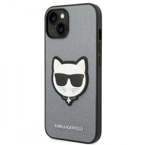 Karl Lagerfeld KLHCP14SSAPCHG iPhone 14 6,1" hardcase srebrny|silver Saffiano Choupette Head Patch image 2