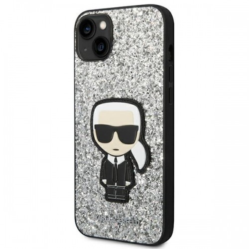 Karl Lagerfeld KLHCP14SGFKPG iPhone 14 6,1" hardcase srebrny|silver Glitter Flakes Ikonik image 2