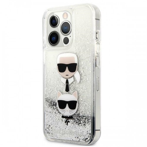 Karl Lagerfeld KLHCP13XKICGLS iPhone 13 Pro Max 6,7" srebrny|silver hardcase Liquid Glitter Karl&Choupette Head image 2