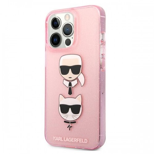 Karl Lagerfeld KLHCP13LKCTUGLP iPhone 13 Pro | 13 6,1" różowy|pink hardcase Glitter Karl`s & Choupette image 2