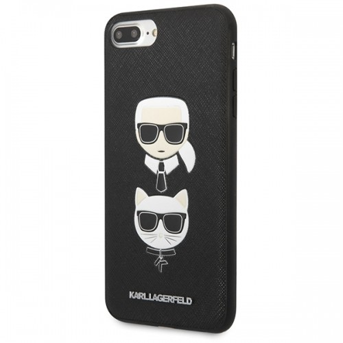 Karl Lagerfeld KLHCI8LSAKICKCBK iPhone 7 Plus | 8 Plus czarny|black hardcase Saffiano Karl&Choupette Head image 2