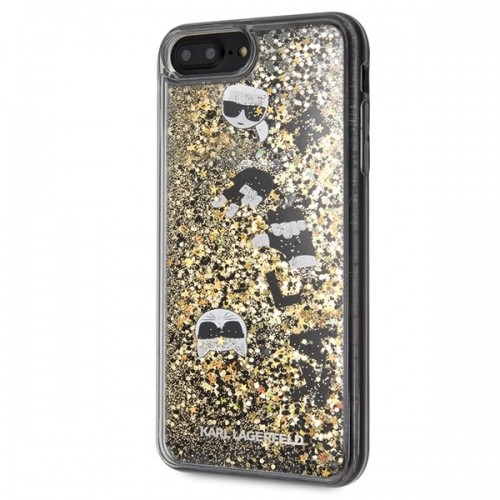 Karl Lagerfeld KLHCI8LROGO iPhone 7|8 Plus czarno-złoty|black & gold hard case Glitter image 2