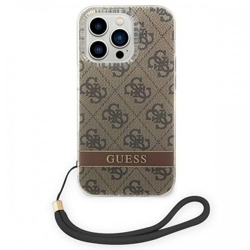 Guess GUOHCP14XH4STW iPhone 14 Pro Max 6,7" brązowy|brown hardcase 4G Print Strap image 2