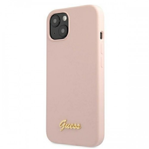 Guess GUHMP13MLSLMGLP iPhone 13 6,1" jasnoróżowy|light pink hardcase Silicone Script Gold Logo Magsafe image 2
