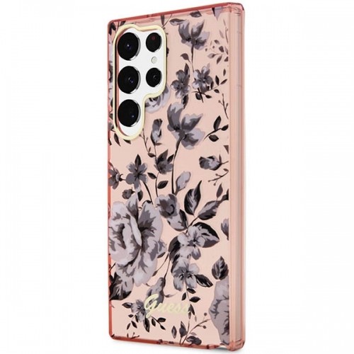 Guess GUHCS23LHCFWSP S23 Ultra S918 różowy|pink hardcase Flower Collection image 2