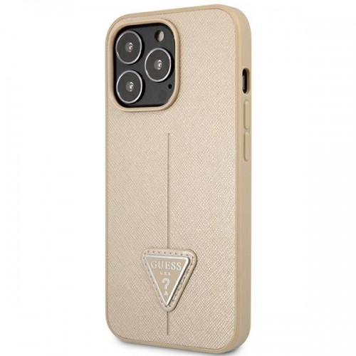 Guess GUHCP14XPSATLE iPhone 14 Pro Max 6,7" beżowy|beige hardcase SaffianoTriangle Logo image 2