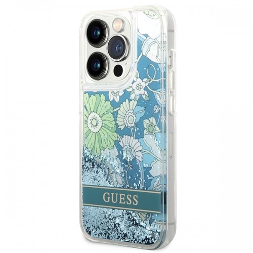 Guess GUHCP14XLFLSN iPhone 14 Pro Max 6,7" zielony|green hardcase Flower Liquid Glitter image 2