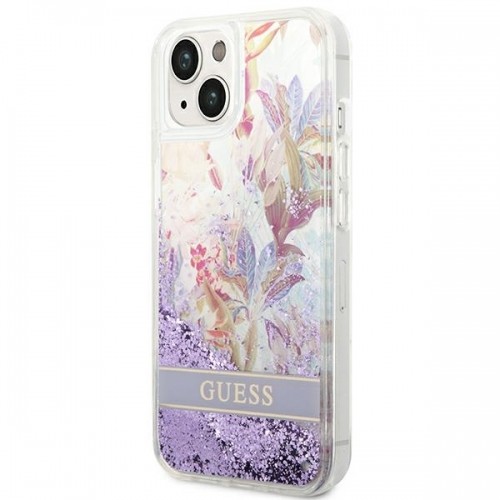 Guess GUHCP14SLFLSU iPhone 14 6,1" fioletowy|purple hardcase Flower Liquid Glitter image 2