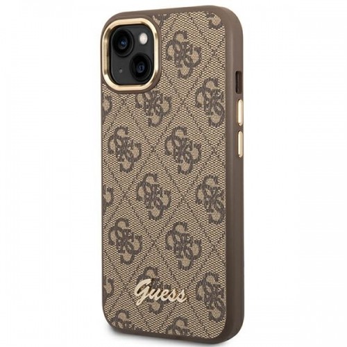 Guess GUHCP14SHG4SHW iPhone 14 6,1" brązowy|brown hard case 4G Vintage Gold Logo image 2