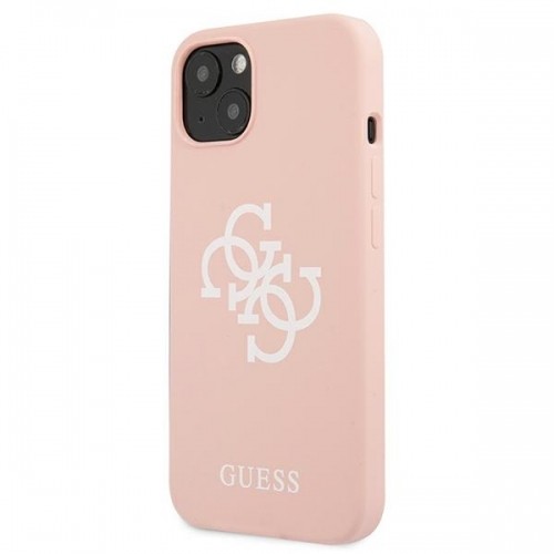 Guess GUHCP13SLS4GWPI iPhone 13 mini 5,4" różowy|pink hard case Silicone 4G Logo image 2