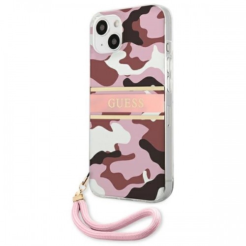 Guess GUHCP13MKCABPI iPhone 13 6,1" różowy|pink hardcase Camo Strap Collection image 2