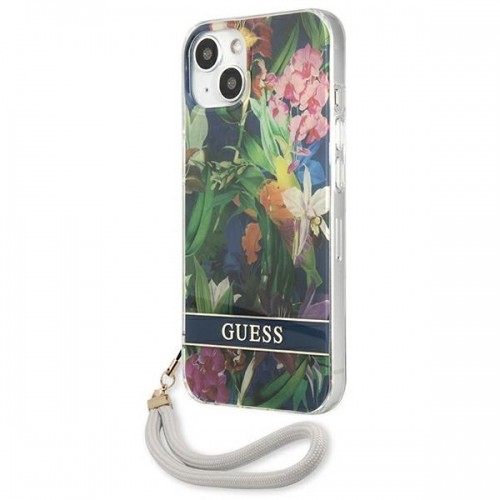 Guess GUHCP13MHFLSB iPhone 13 6,1" niebieski|blue hardcase Flower Strap image 2