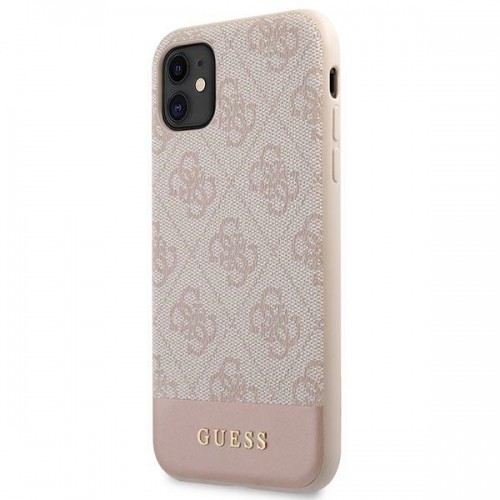 Guess GUHCN61G4GLPI iPhone 11 6,1" | Xr różowy|pink hard case 4G Stripe Collection image 2