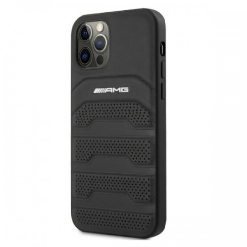 Mercedes AMG AMHCP12LGSEBK iPhone 12 Pro Max 6,7" czarny|black hardcase Leather Debossed Lines image 2