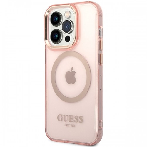Guess Translucent MagSafe Compatible Case for iPhone 14 Pro Max Pink image 2