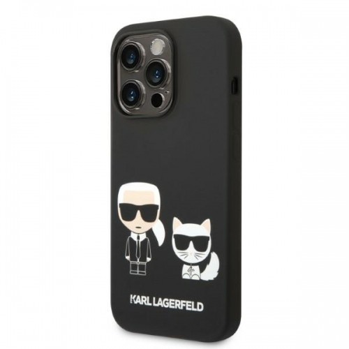 Karl Lagerfeld MagSafe Compatible Case Liquid Silicone Karl and Choupette for iPhone 14 Pro Max Black image 2