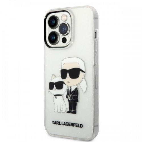 Karl Lagerfeld IML Glitter Karl and Choupette NFT Case for iPhone 14 Pro Transparent image 2