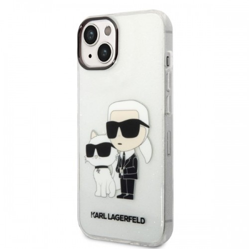 Karl Lagerfeld IML Glitter Karl and Choupette NFT Case for iPhone 14 Plus Transparent image 2