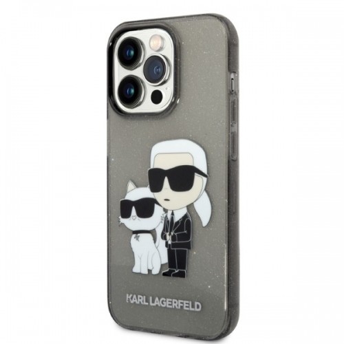 Karl Lagerfeld IML Glitter Karl and Choupette NFT Case for iPhone 14 Pro Black image 2