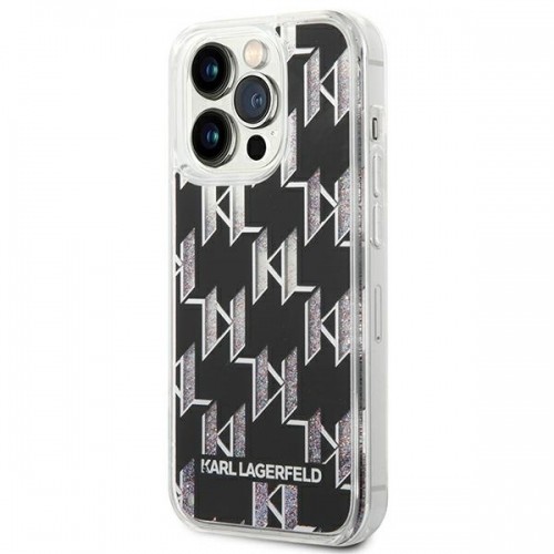 Karl Lagerfeld Monogram Liquid Glitter Case for iPhone 14 Pro Max Black image 2