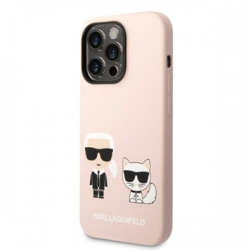 Karl Lagerfeld MagSafe Compatible Case Liquid Silicone Karl and Choupette for iPhone 14 Pro Max Pink image 2