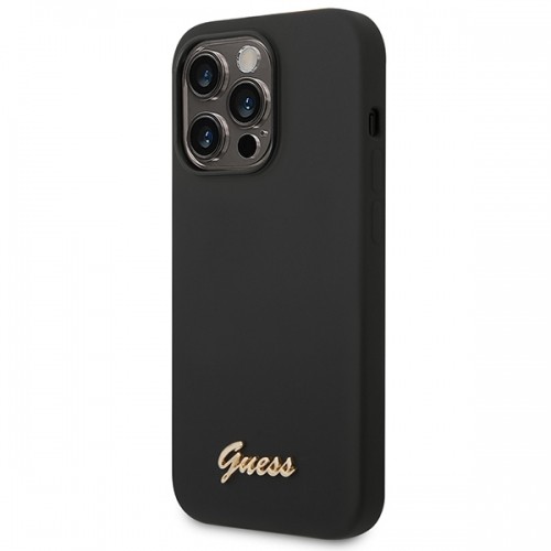 Guess Liquid Silicone Metal Logo Case for iPhone 14 Pro Max Black image 2