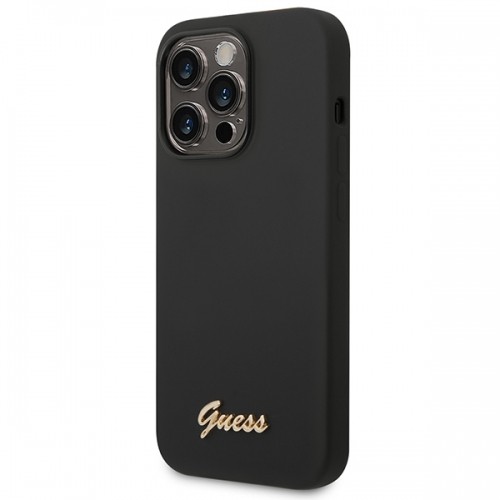 Guess Liquid Silicone Metal Logo Case for iPhone 14 Pro Black image 2