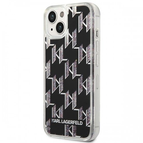 Karl Lagerfeld Monogram Liquid Glitter Case for iPhone 14 Black image 2