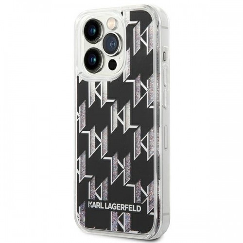 Karl Lagerfeld Monogram Liquid Glitter Case for iPhone 14 Pro Black image 2