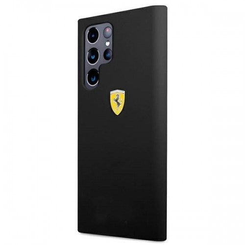 Ferrari Liquid Silicone Metal Logo Case for Samsung Galaxy S22 Ultra Black image 2