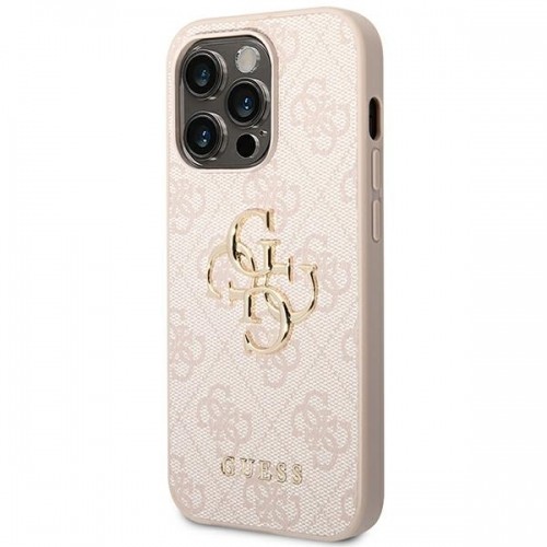 Guess PU 4G Metal Logo Case for iPhone 14 Pro Pink image 2