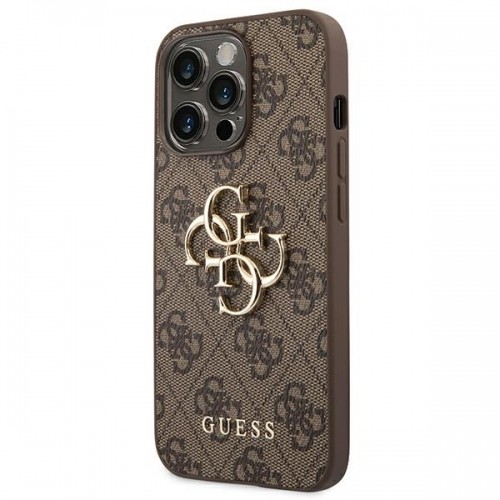 Guess PU 4G Metal Logo Case for iPhone 14 Pro Max Brown image 2
