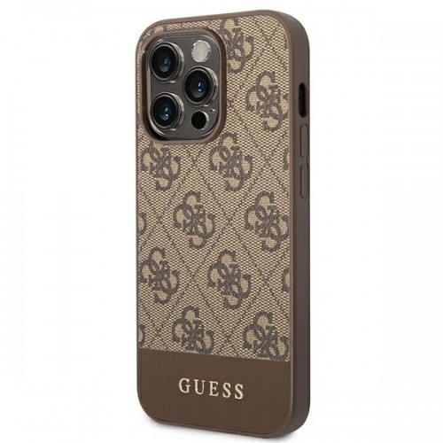 Guess 4G Stripe Case for iPhone 14 Pro Max Brown image 2