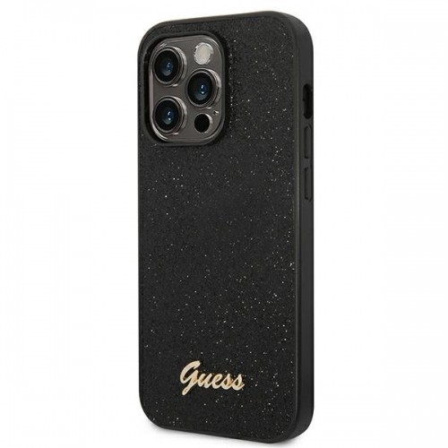 Guess PC|TPU Glitter Flakes Metal Logo Case for iPhone 14 Pro Max Black image 2