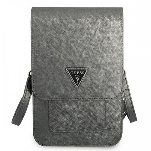 Guess PU Saffiano Triangle Logo Phone Bag Grey image 2