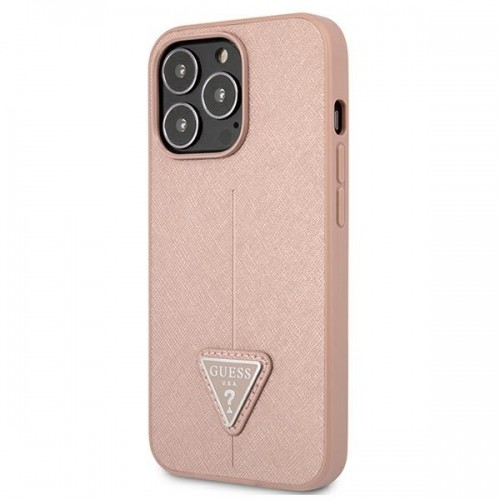Guess PU Saffiano Triangle Case for iPhone 13 Pro Pink image 2