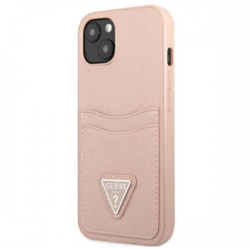 Guess Saffiano Double Card Case for iPhone 13 Pink image 2