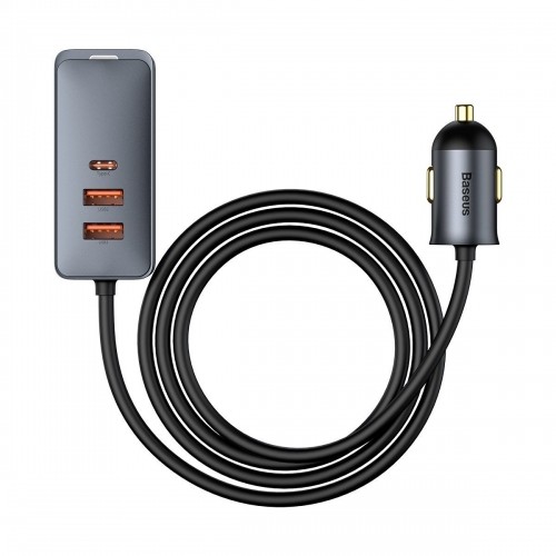 Baseus Share Together car charger with extension cord, 3x USB, USB-C, 120W (gray) image 2