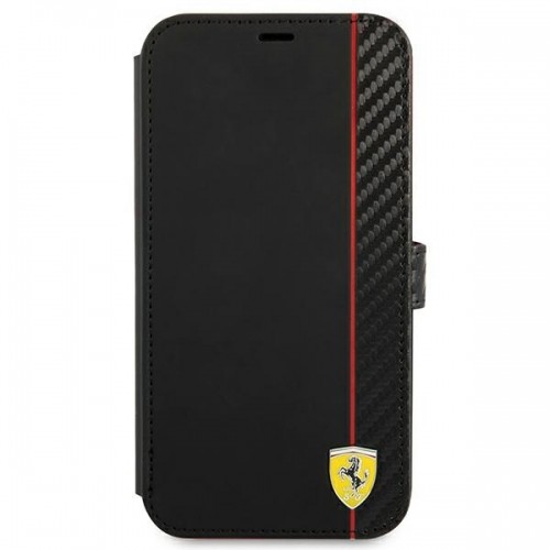 FESAXFLBKP13SBK Ferrari Smooth and Carbon Effect Book Case for iPhone 13 Mini Black image 2