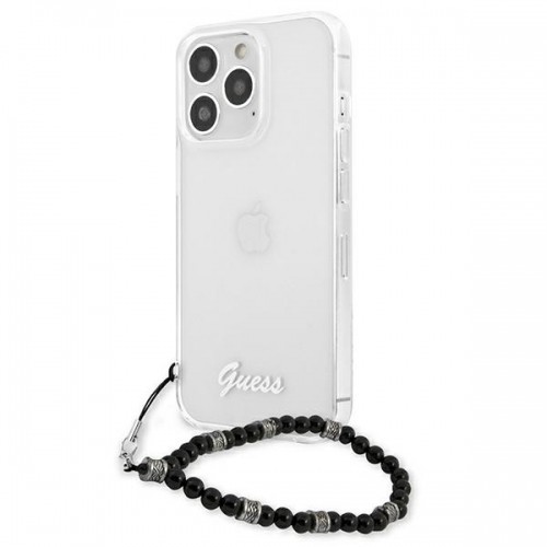 GUHCP13XKPSBK Guess PC Script and Black Pearls Case for iPhone 13 Pro Max Transparent image 2