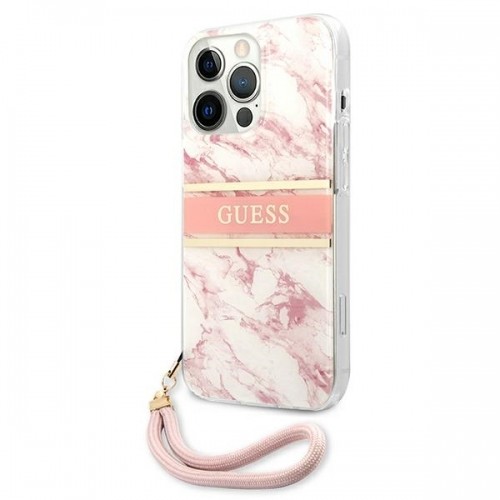 GUHCP13XKMABPI Guess TPU Marble Stripe Case for iPhone 13 Max Pink image 2