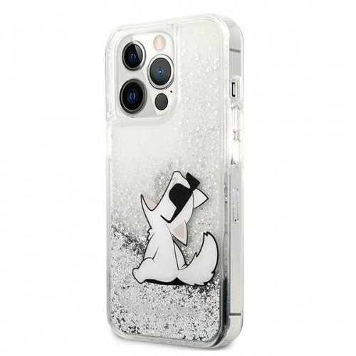 KLHCP13XGCFS Karl Lagerfeld Liquid Glitter Choupette Eat Case for iPhone 13 Pro Max Silver image 2
