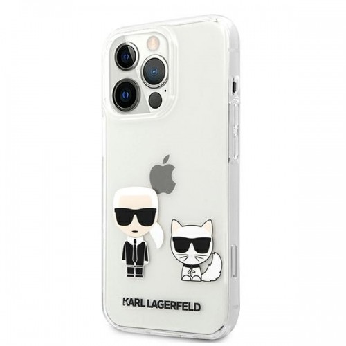 KLHCP13XCKTR Karl Lagerfeld PC|TPU Ikonik Karl and Choupette Case for iPhone 13 Pro Max Transparent image 2