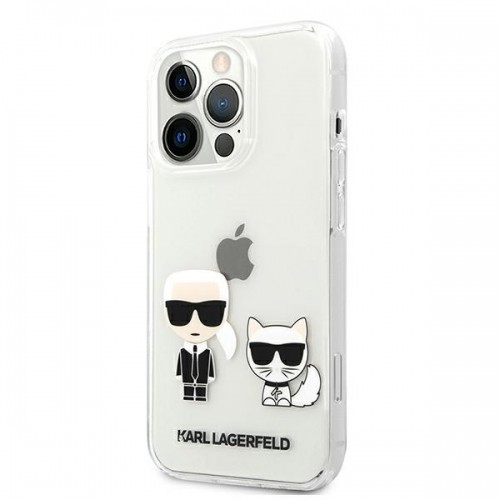 KLHCP13LCKTR Karl Lagerfeld PC|TPU Ikonik Karl and Choupette Case for iPhone 13 Pro Transparent image 2