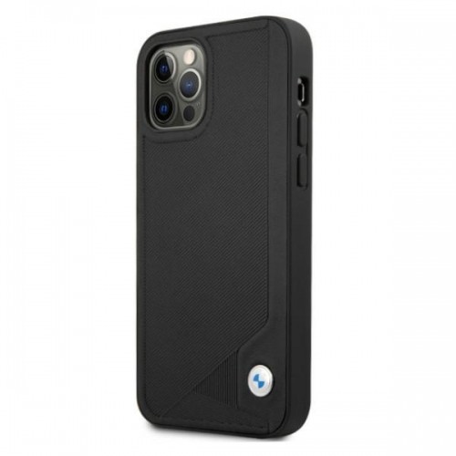 BMHCP12MRCDPK BMW Signature Leather Debossed Stripes Case for iPhone 12|12 Pro 6.1 Black image 2