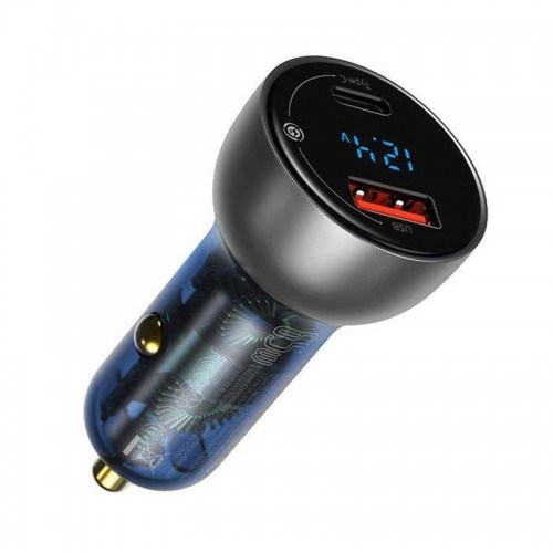 OEM Baseus Particular Digital Display QC+PPS Dual Quick Charger Car Charger 65W Silver image 2