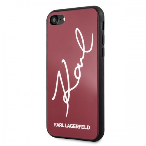 Karl Lagerfeld KLHCI8DLKSRE Signature Glitter Silicone Cover Aizsargapvalks Apple iPhone 7 | 8 | SE 2020 Sarkans image 2